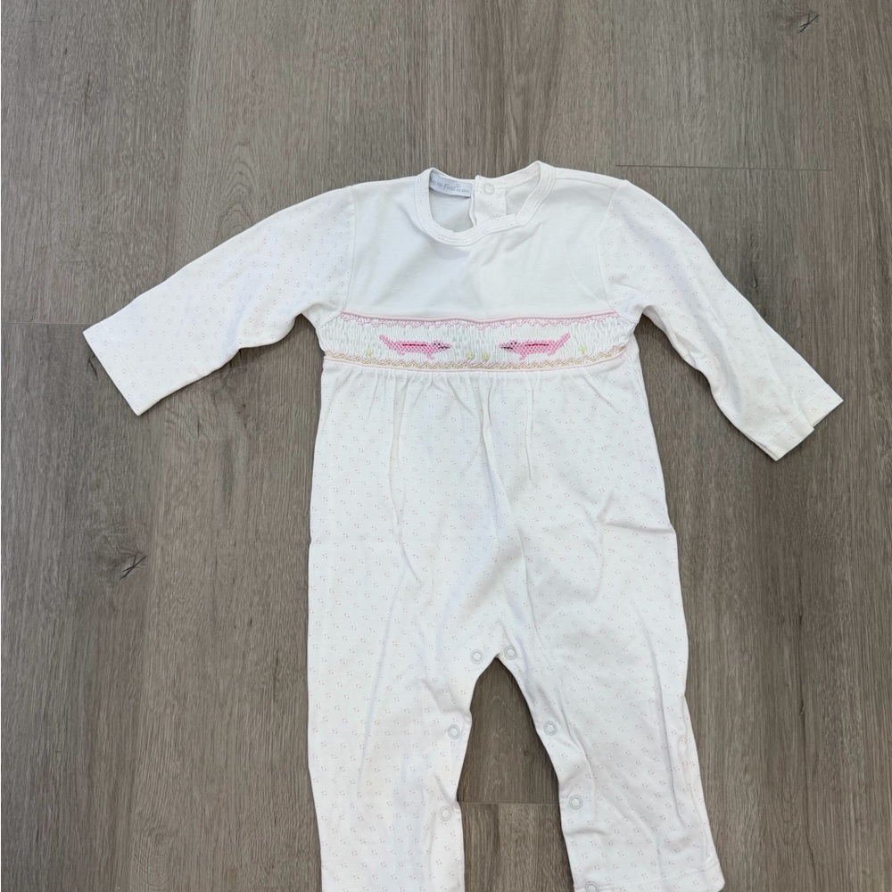 Charming White Baby Romper with Pink Details